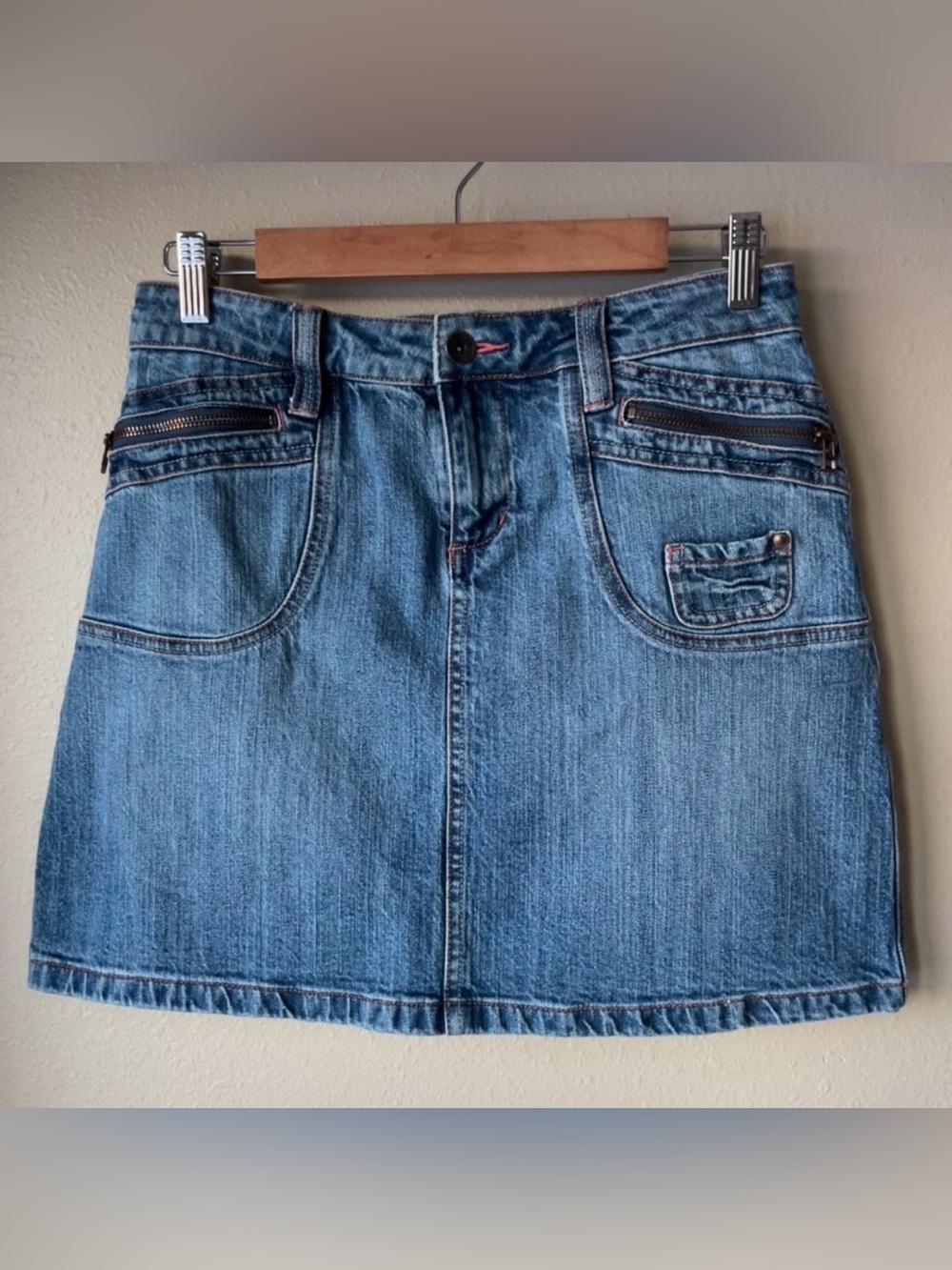 Vintage LA Blues Jean Mini Skirt Women’s 6 Denim Low Rise Y2K 90s Zip Pockets